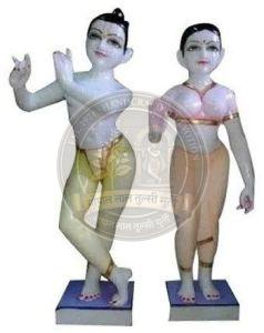 Marble Painted Gaura Nitai Statue