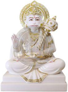 Marble Sitting Hanuman Statue