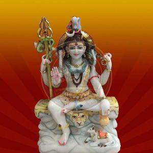 Multicolor Mahadev Marble Statue