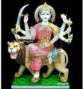 Multicolor Marble Maa Durga Statue