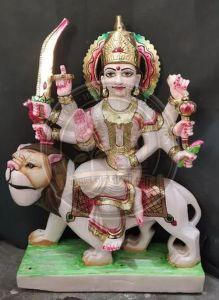 Painted Marble Durga Maa Statue