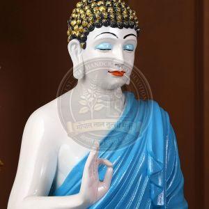 Painted Marble Gautam Budha Statue