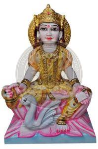 Painted Marble Gayatri Mata Statue