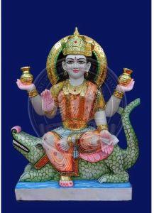 Painted Marble Goddess Statue