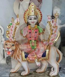 Painted Marble Maa Durga Statue
