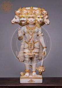 Panchamukhi Hanuman White Marble Statue