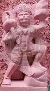 Red Stone Hanuman Statue