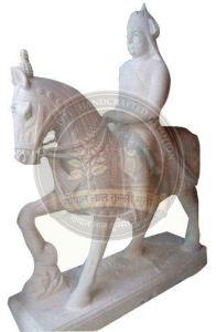 White Maharana Pratap Marble Statue