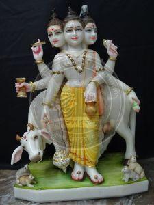 White Marble Dattatreya God Statue