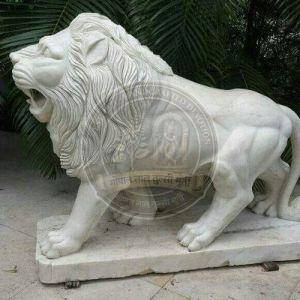 White Marble Lion Statue