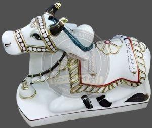 White Marble Nandi God Statue