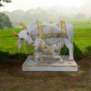 Painted White Marble Gao Mata Statue