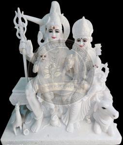 White Marble Shiv Parivar Statue