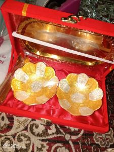 Gold Plated Ice Cream Spoon Bowl Set