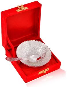 Silver Coated Ice Cream Bowl with Spoon