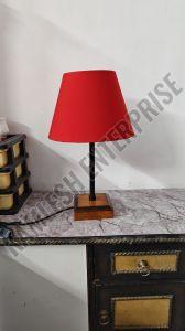 Conical Red Cotton Shade Table Lamp