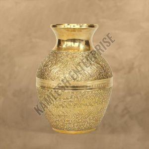 Embossed Golden Brass Vase