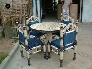 Four Seater Sankheda Dining Set with Round Table