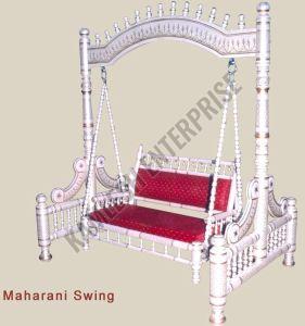Hand Carved Sankheda Wooden Silver Maharani Swing