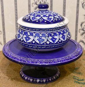 Handmade Ceramic Blue Pottery Serving Handi