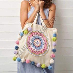 Breaded Palm Tree Design Canvas Tote Bag