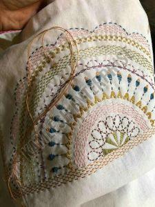 Colorful Embroidered Mandala Design Canvas Tote Bag