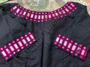 Black Mirror Work Mashru Silk Blouse