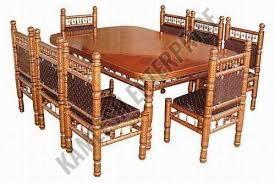 Eight Seater Sankheda Dining Set with Rectangular Table