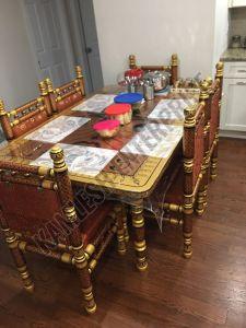 Eight Seater Sankheda Dining Set with Rectangular Table