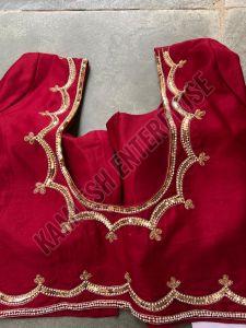 Maroon Cotton Hand Work Blouse