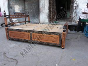 Polished Wooden Double Bed with Storage Box