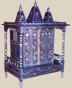 Rajasthani Handcrafted Blue Wooden Home Temple