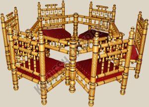 Six Seater Sankheda Dining Set with Hexagon Table