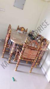 Traditional Design Rectangular Wooden 6 Seater Dining Table Set