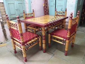 Traditional Sankheda Four Seater Dining Table Set