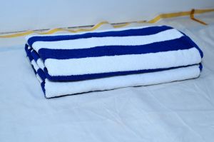 Blue and White Stripe Cotton Bath Towels