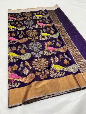 Party Wear Chanderi Handloom Pattu Soft Silk Saree