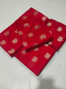 Blood Red Chanderi Handloom Pattu Soft Silk Saree