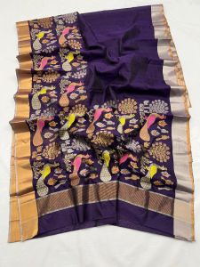 Party Wear Chanderi Handloom Pattu Soft Silk Saree