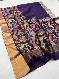Party Wear Chanderi Handloom Pattu Soft Silk Saree