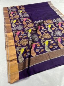 Party Wear Chanderi Handloom Pattu Soft Silk Saree