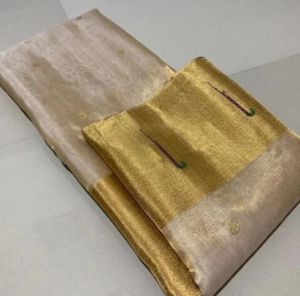 Beautiful Chanderi Handloom Zari Tissue Silk Saree