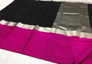 Plain Chanderi Handloom Pattu Soft Silk Saree