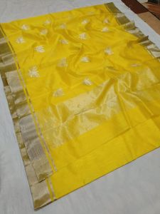 Yellow Chanderi Handloom Pattu Soft Silk Saree