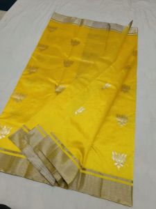Yellow Chanderi Handloom Pattu Soft Silk Saree