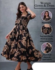 Black Crepe Fit and Flare Midi Dress