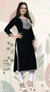 Black Embroidered Kurti Set