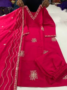 Designer Pink Embroidered Suit Set