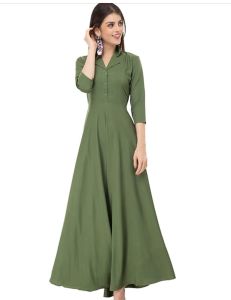 Green Fit and Flare Full Length Dress