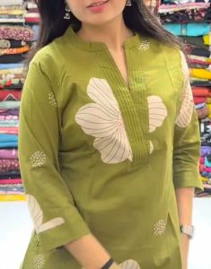Green Printed Kurti Set